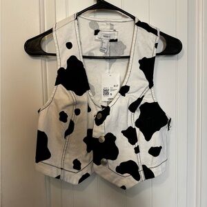 Cow Print Vest with Black and White Pattern